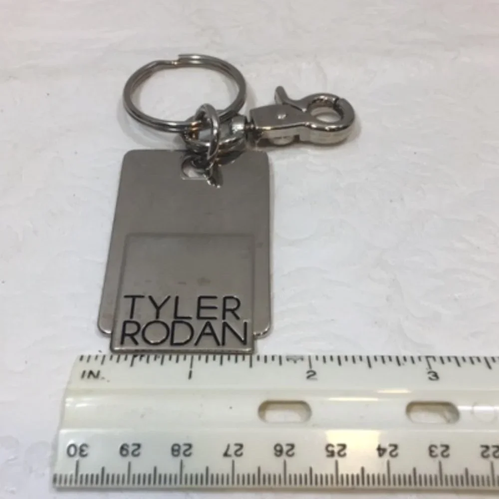 Tyler Rodan Logo Silver Toned Keychain Purse Charm 2.5
